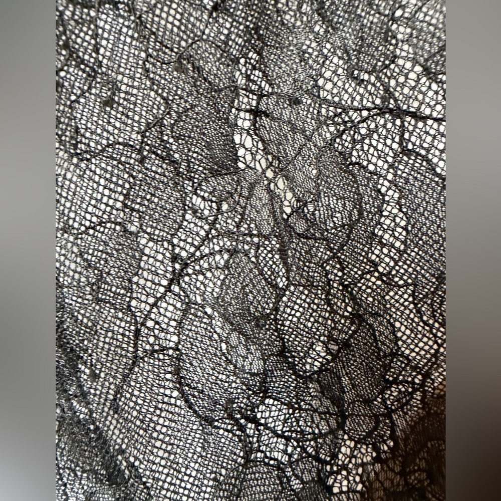 Sheer Black Lace Long Sleeve High Neck Top Vintage y2k Size 8 Whimsigoth - Picture 5 of 9